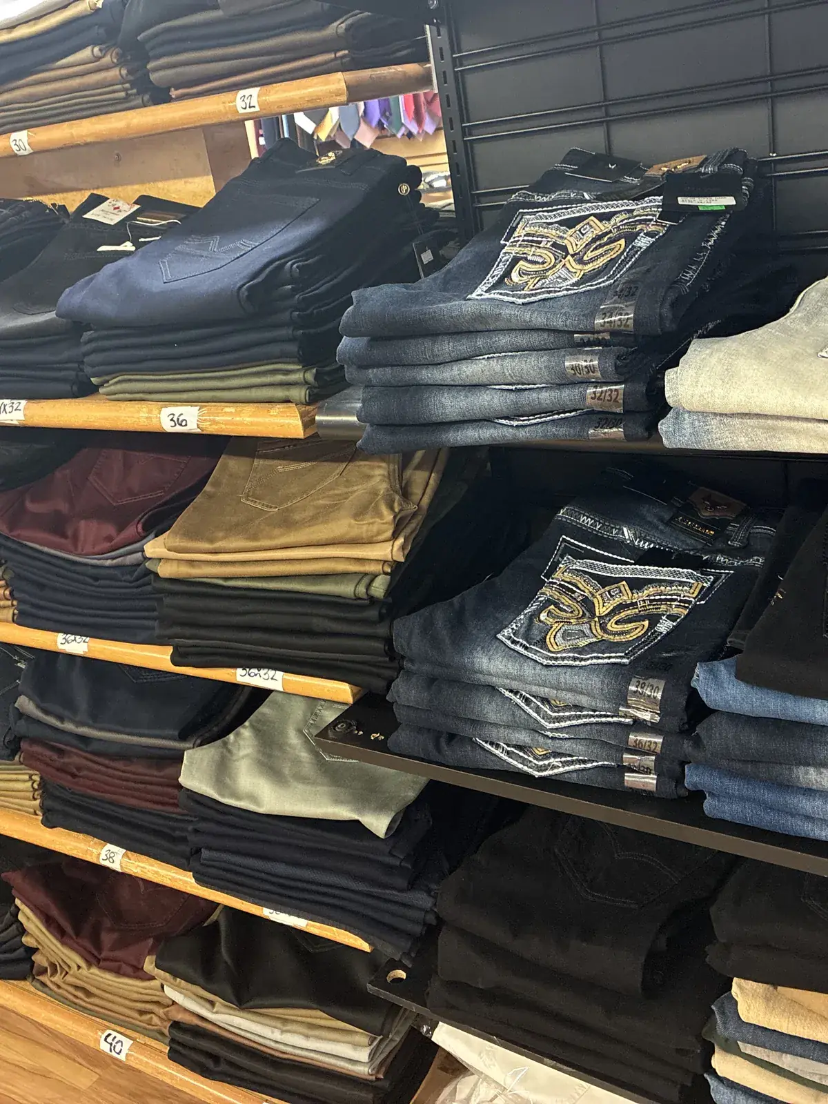 Men’s jeans on display at Yessenia’s Fashion