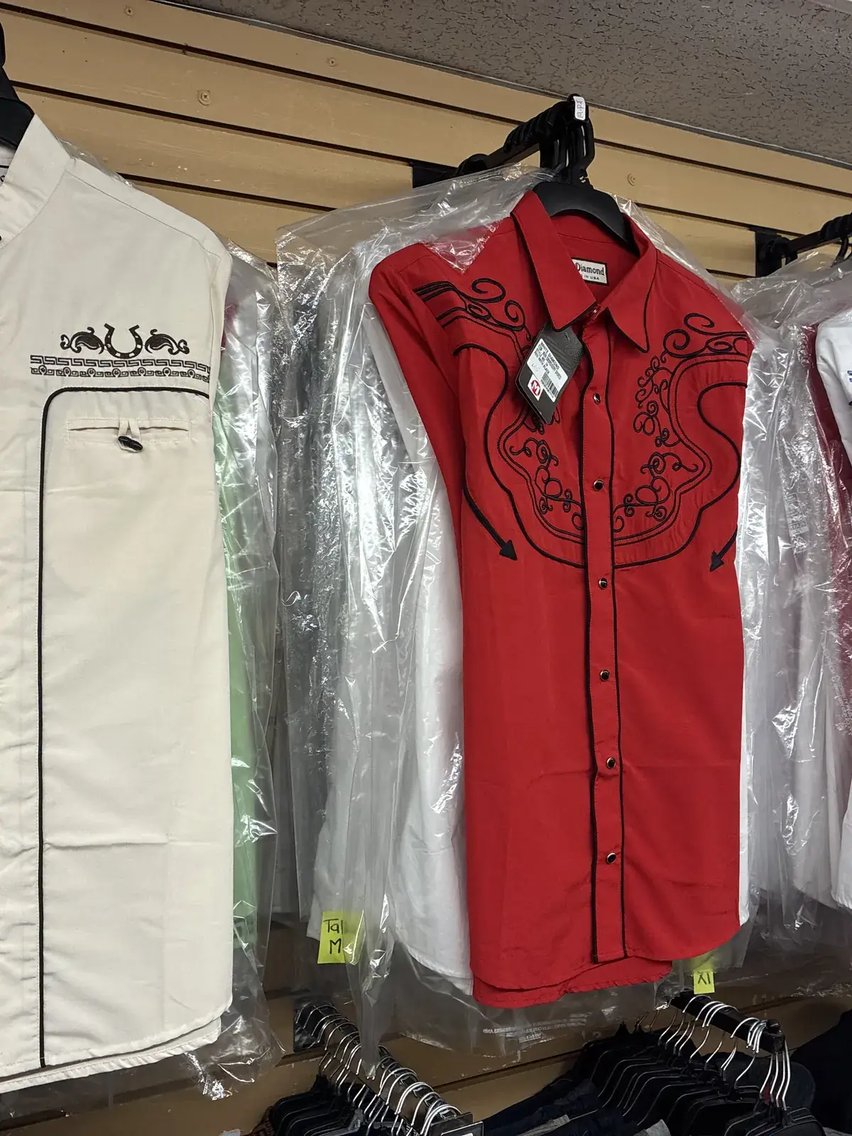 Western embroidered shirts on display at Yessenia’s Fashion