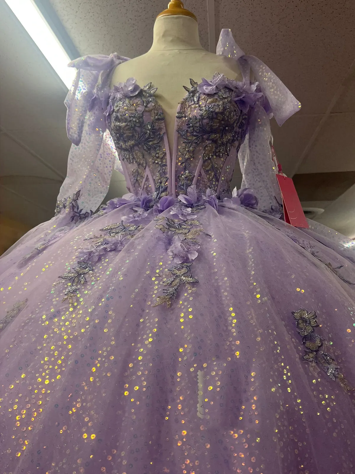 vestido quinceanera lila lilac sequin
